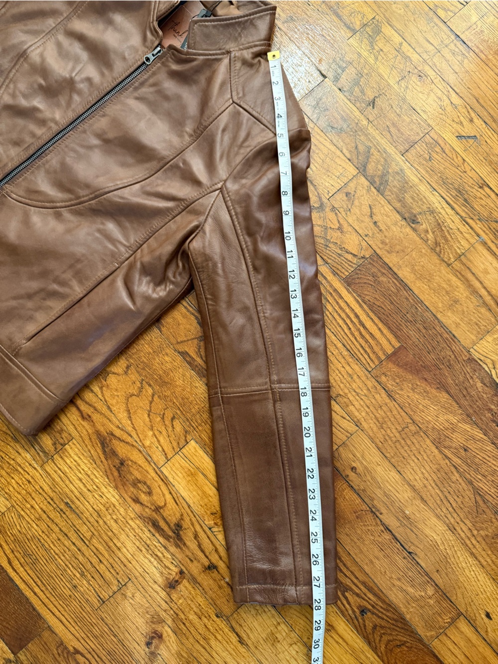 JILD Brown Lambskin Leather Moto Jacket Band Collar Café Racer Slim Fit XL NWT - Picture 9 of 15
